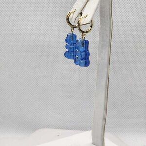 Brand New Sterling Silver 925 Blue Teddy Bear Huggy Earrings